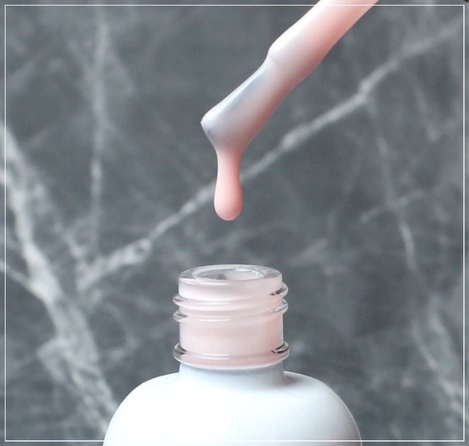 Semi Peach French Rubber Base Coat on Nails | Soft Peach French Manicure | Key Nail Style